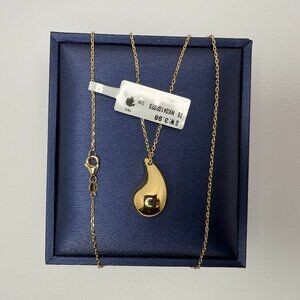 18K YG Teardrop Pendant Necklace, 16.5"